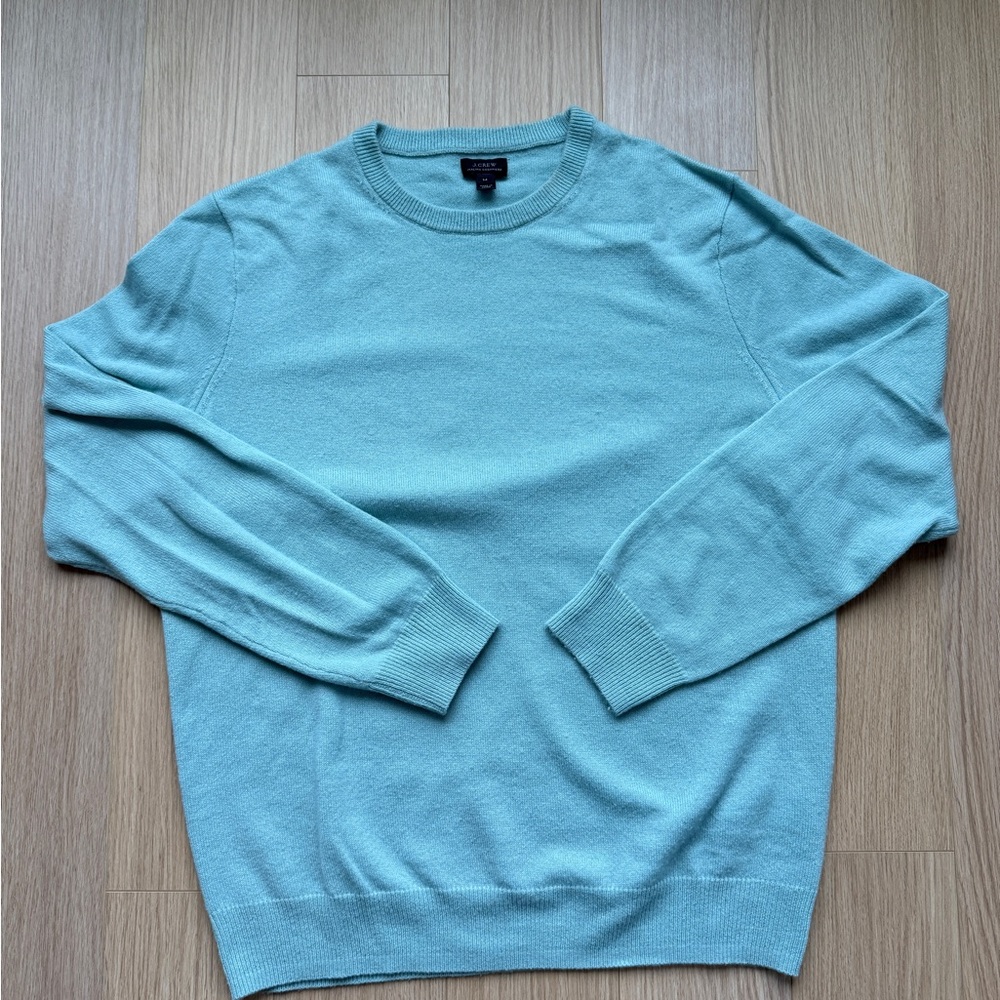 J. Crew Men's Blue/Green Cashmere Crewneck Sweater